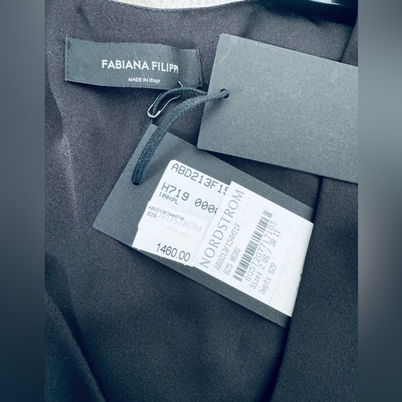 Fabiana Filippi satin finish Pleated  V-Neck Long Dress 1/2 sleeves IT 38 2US - Picture 9 of 15